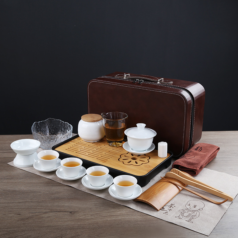 Teaching and training tea art tea set, Japanese portable travel kung fu tea set, business home, company gift logo Application Scenario