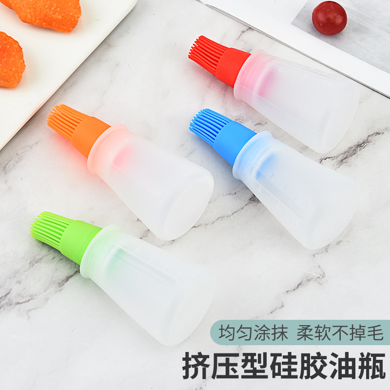 现货直销硅胶油瓶刷烧烤刷厨房小工具烧烤调料刷带盖硅胶油瓶刷