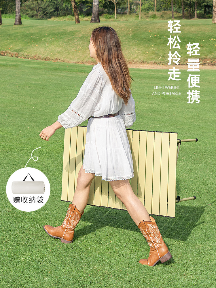 Outdoor folding table Portable ultra light table and chair Camping picnic Egg roll table Camping gear supplies set Barbecue Specification drawing