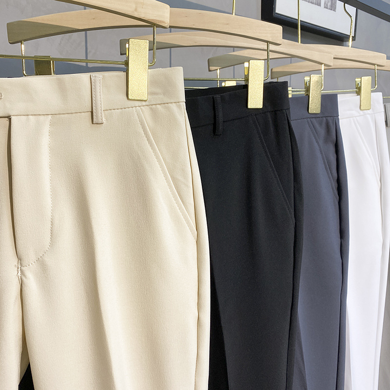 The men's spring and summer straight-leg, form-fitting 9-inch suit pants are trendy and versatile. They are large-sized, ironed casual trousers Specification image