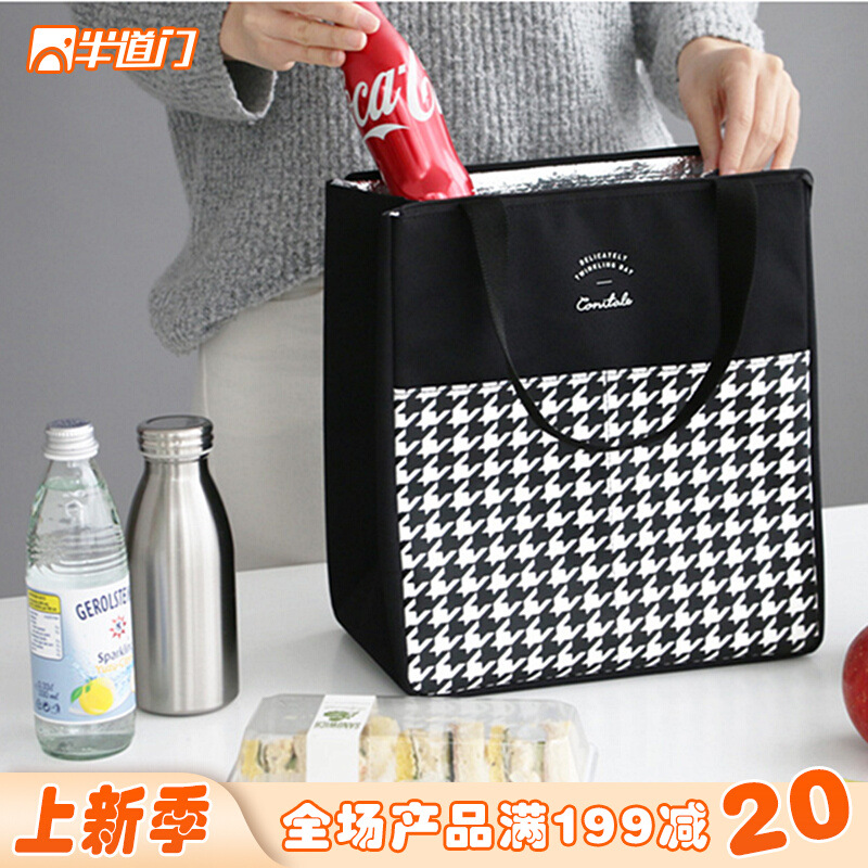 时尚便当包上班族手提大容量保温袋学生便携防水午餐包饭盒野餐袋