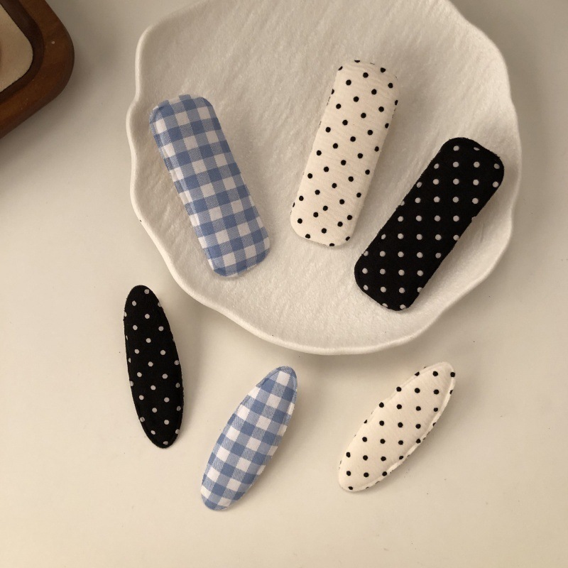Korean-style simple polka dot fabric BB clips, fashionable makeup clips, bangs clips, elegant side clips, back of the head hair clips and hair accessories pic 1