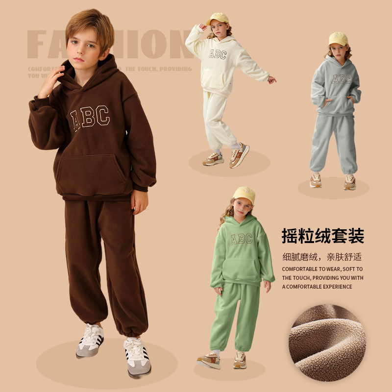 Niños con capucha nuevo estilo shaker velvet ABC korea versión niños niños hombre suéter plus velvet casual sudadera traje niña