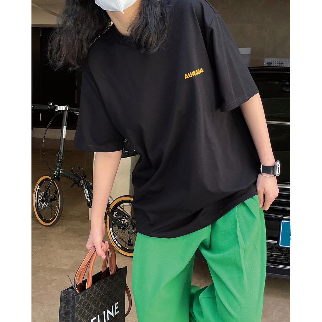 Summer new Korean style ins simple letter print round-neck short-sleeved T-shirt, loose, slimming, comfortable and casual top for women Specification image