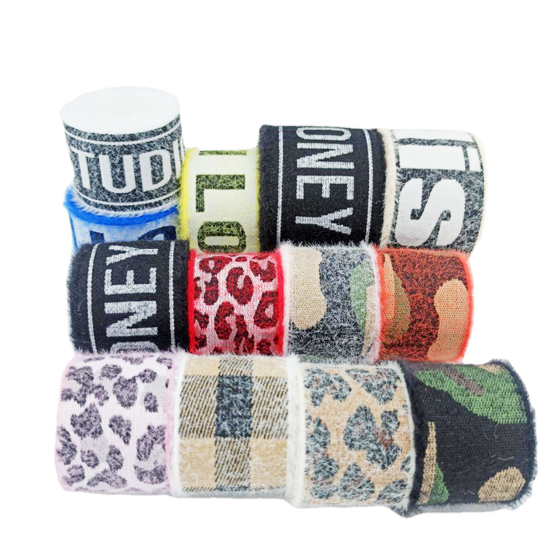 Manufacturers wholesale spot fluff camouflage jacquard elastic soft imitation mink hair clothing accessories culottes waist decoration Item Picture