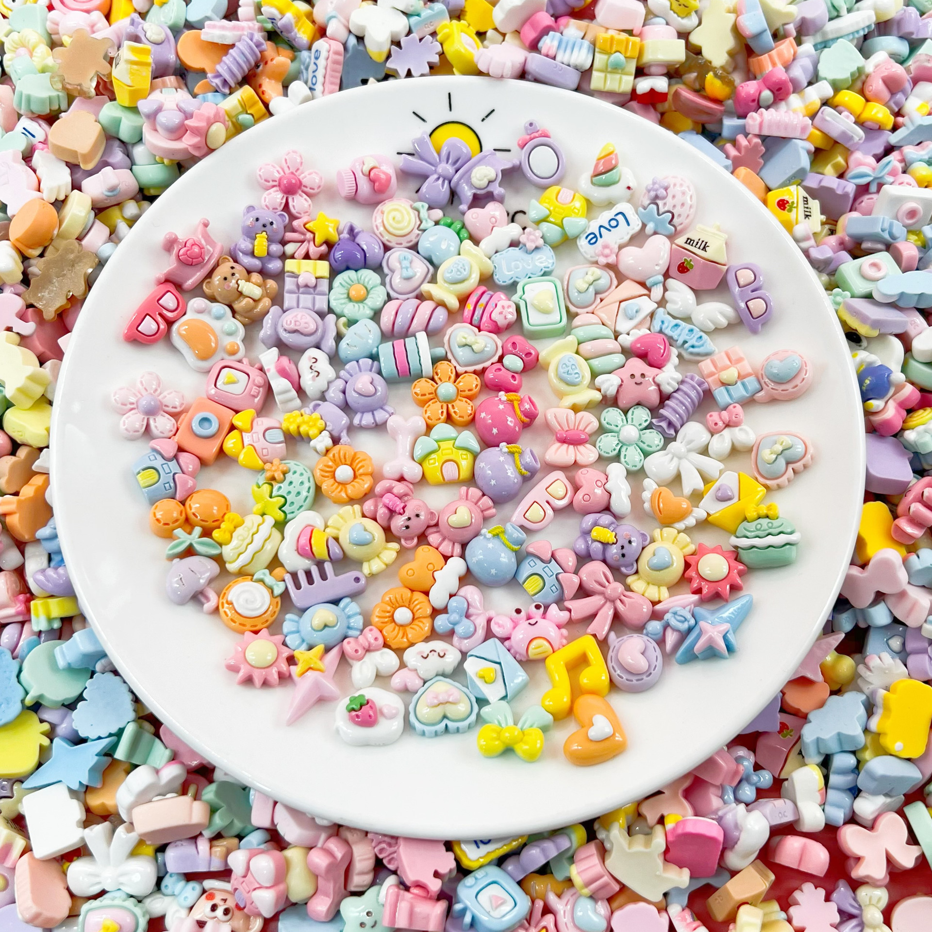 迷你小号卡通动物领结花精美图案混款款式超多美甲装饰树脂配件