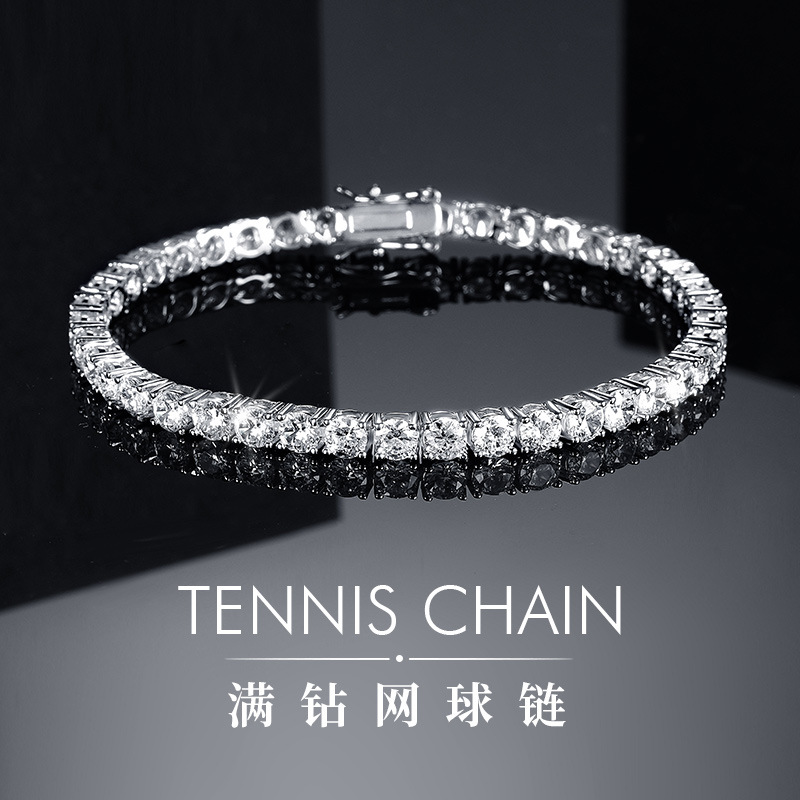 Clásico 18K oro plateado circonitas pulsera de tenis de alto nivel sentido lleno de diamantes personalidad moda tendencia europea y americana hip hop nuevo details Picture
