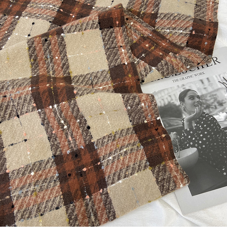 围巾女冬季新款韩系仿羊绒格子围脖学生甜美保暖加厚流苏披肩批发详情17