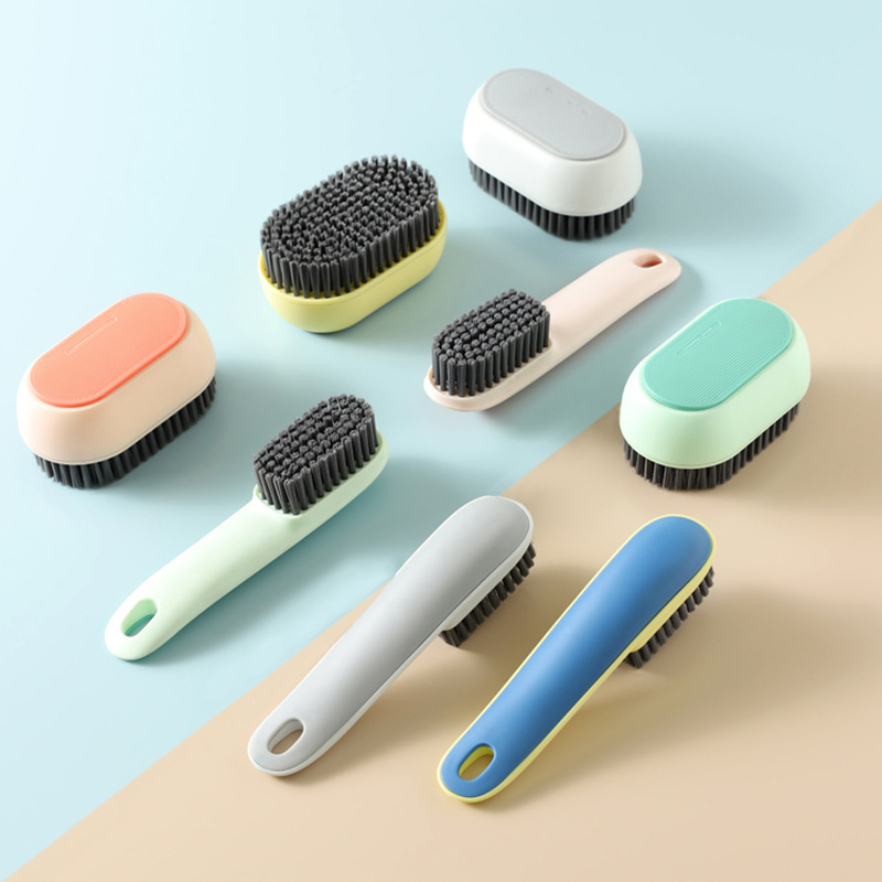 New long-handled shoe brush, soft-bristled brush, color-blocking laundry brush, non-damaging shoe cleaning brush, household cleaning brush, shoe cleaning brush set wholesale