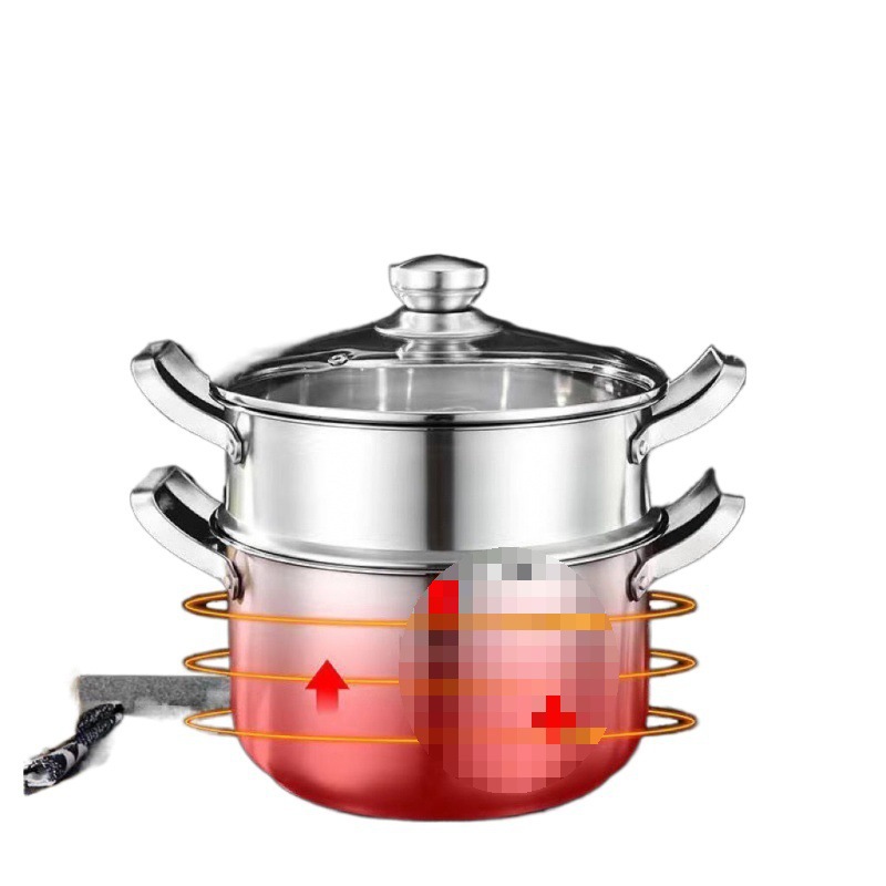 German 316 stainless steel soup pot, thickened household steamer, porridge cooking pot, stew pot, double-ear gas stove, induction cooker Item Picture