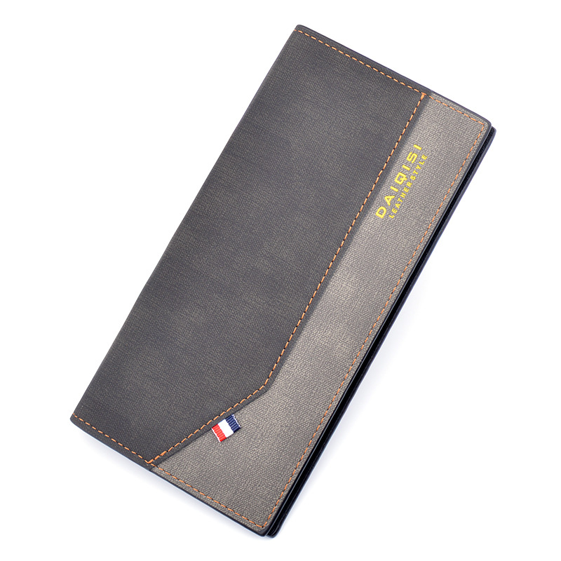 New Men's Wallet, Men's Long Suit Bag, Thin Soft Wallet, Multiple Compartments, Large Capacity, Fashionable Youth Color-Matching Wallet Item Picture