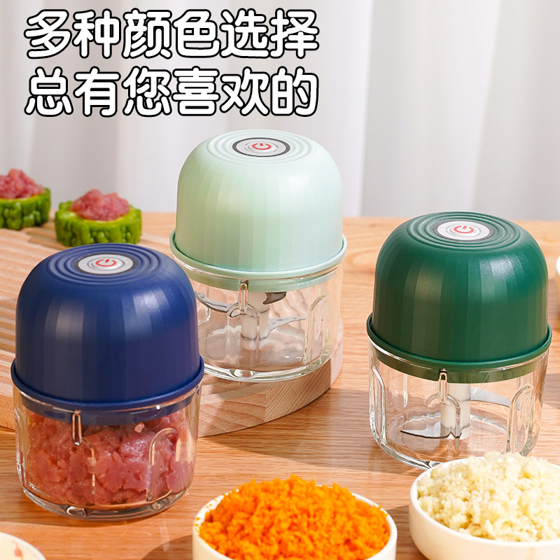 JLL7003迷你电动捣蒜器Type-c充电绞肉无线搅拌料理机源头厂家