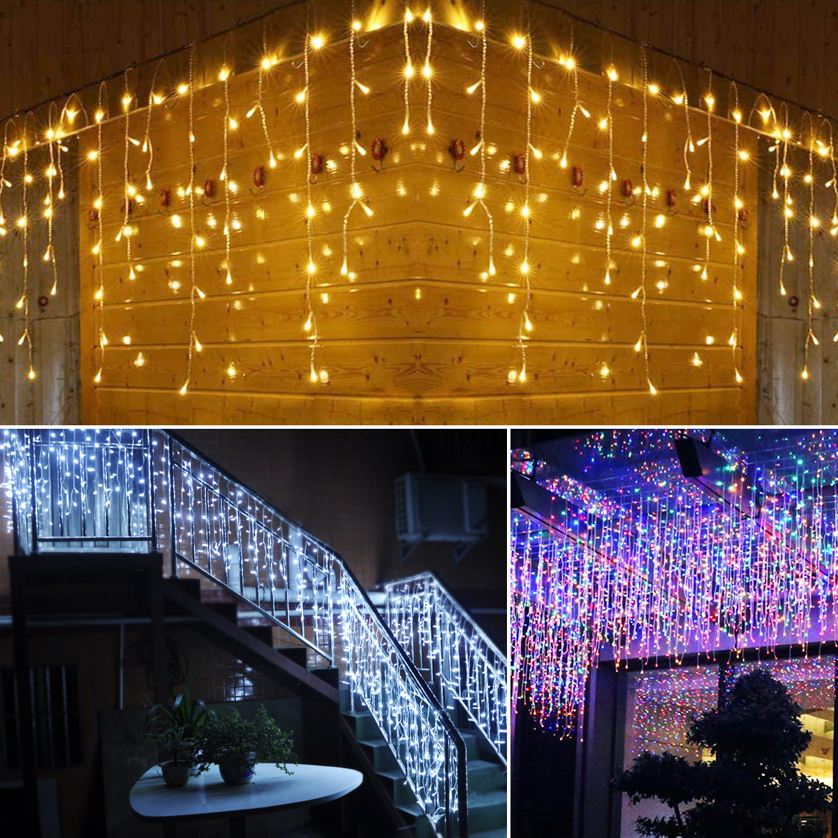 led ice strip light, indoor star curtain decorative light, outdoor holiday starry sky, Christmas ice strip light string Application Scenario