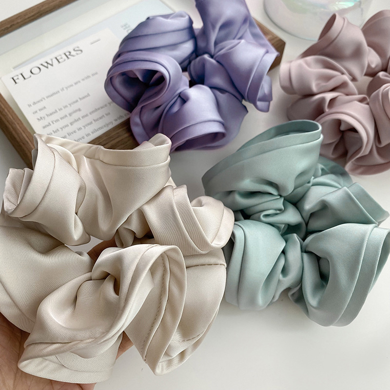 Exquisite pleated ruffled large intestine hair band, hair band for women with a high-end look, summer hair tie, ponytail, popular online hair tie pic 20