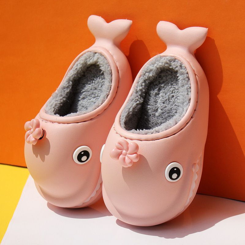 Children's cotton slippers for autumn and winter, indoor waterproof and anti-slip for boys and girls, boys' home winter woolen slippers, baby cotton shoes details Picture