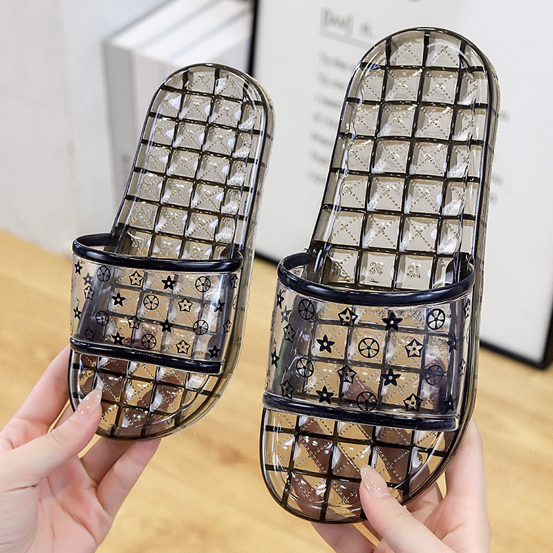 Transparent crystal parent-child slippers for men's summer, a classic and trendy indoor style for couples, a lightweight and comfortable one-shoulder flip-flops for home use Specification image