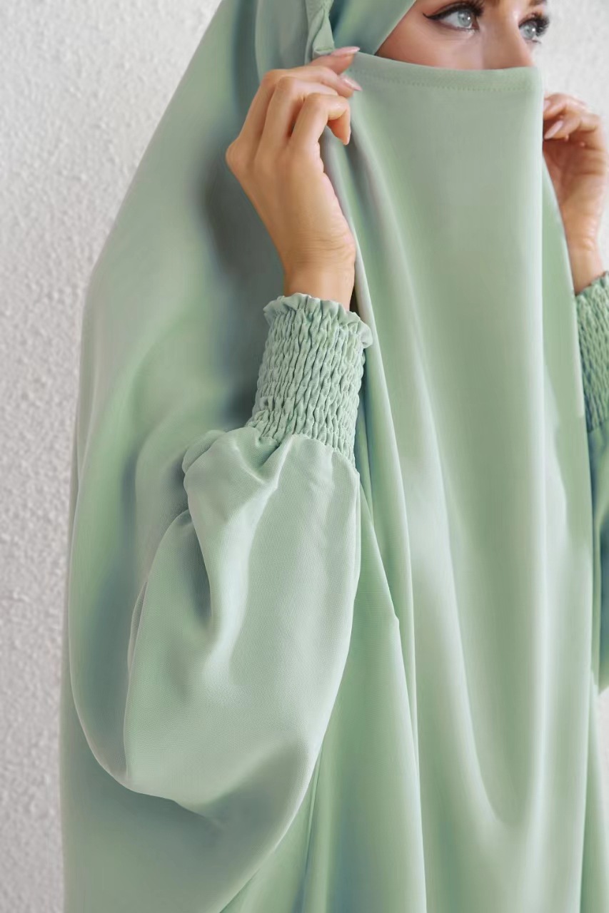 Zd029 Cross-Border Amazon Explosion In The Middle East Muslim Women's Pure Color With Turban Robe Application Scenario