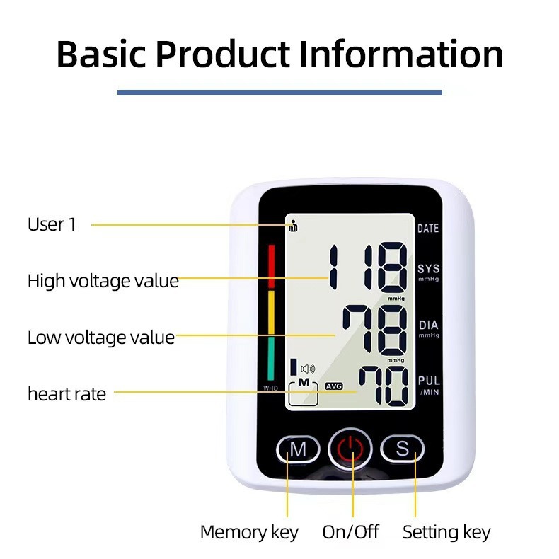 Cross-Border Foreign Trade Large Screen Sphygmomanometer Automatic Electric Intelligent Blood Pressure Measuring Instrument Export Large Screen Touch Sphygmomanometer details Picture