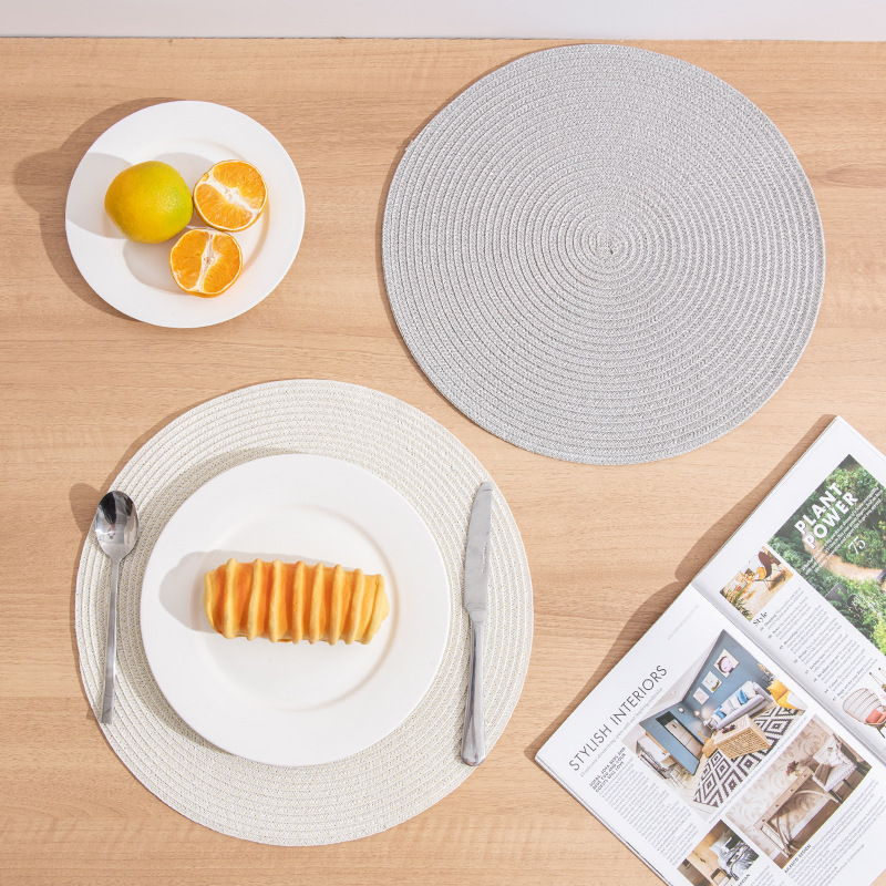 Nordic-Style Circular Woven Heat Insulation Pad, Home Decoration Mat, Cup Mat, Hotel Table, Western Plate Mat, Western Cup Mat Specification drawing