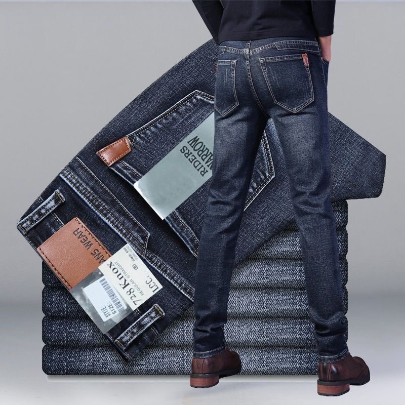 Cross-border bestsellers: Men's middle-aged and young casual denim long pants, straight-leg stretch and durable workwear men's pants, a trend Specification image