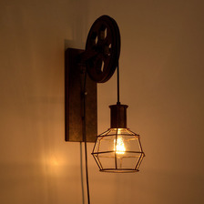 美式乡村壁灯工业风复古壁灯简约创意铁艺滑轮壁灯升降餐厅过道灯
