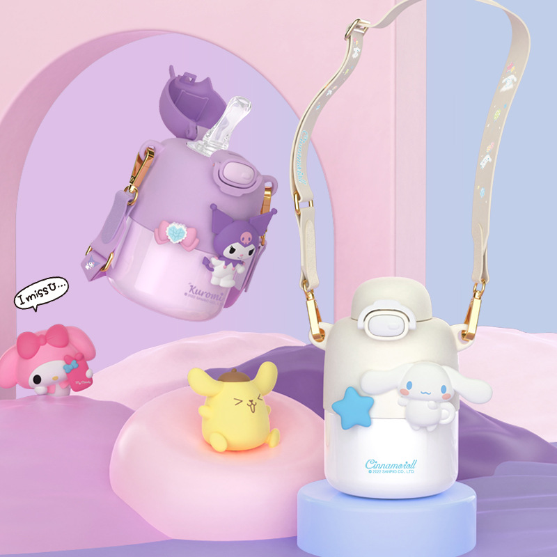 Kulomi Children's Thermos Cup Ladies Sanrio Pupils Kettle Boys Food Grade Cute Straw Water Cup details Picture
