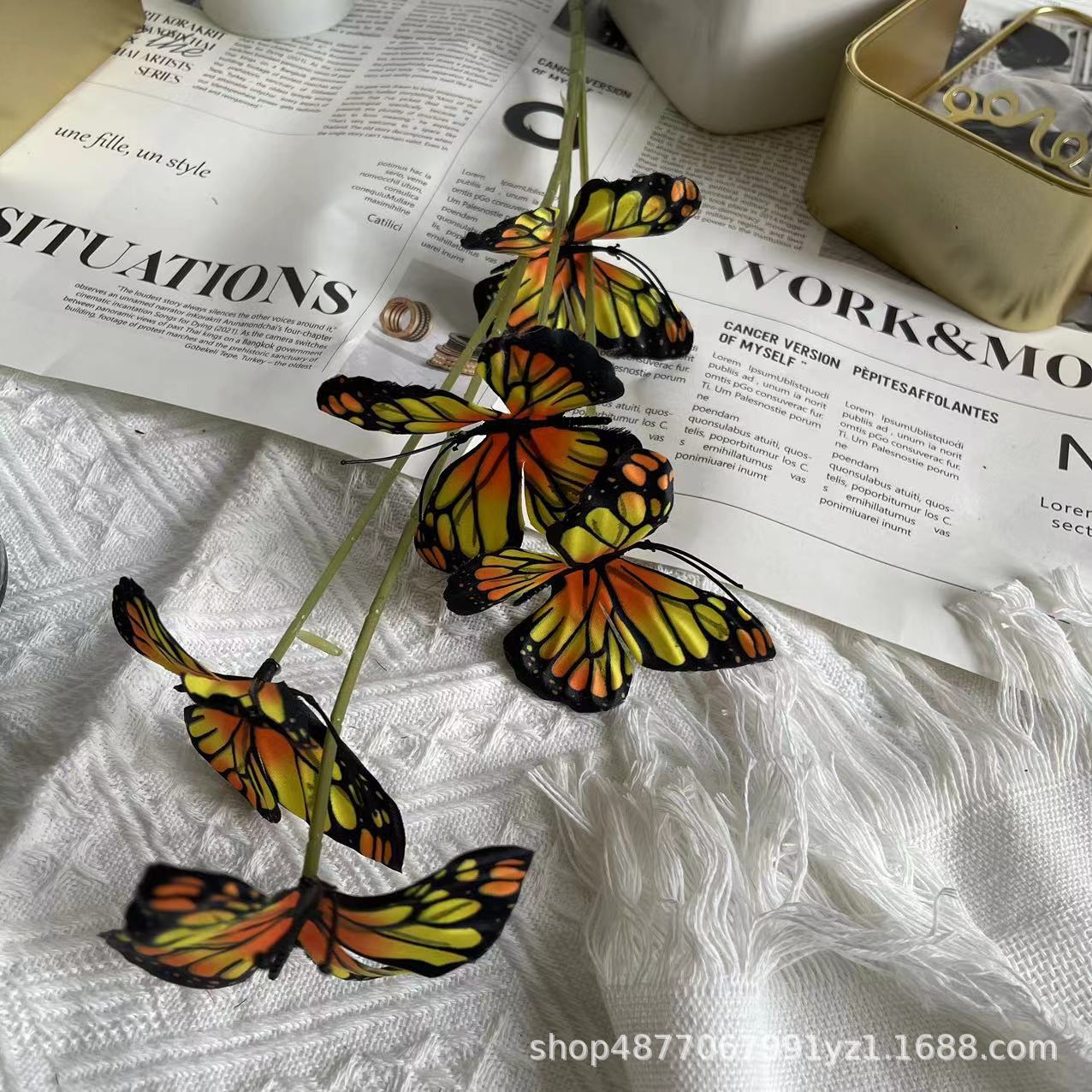5 Head Simulated Flower Butterfly 3D Printing Internet Celebrity Decoration Creative Garden Venue Layout Garden Flower Arrangement details Picture