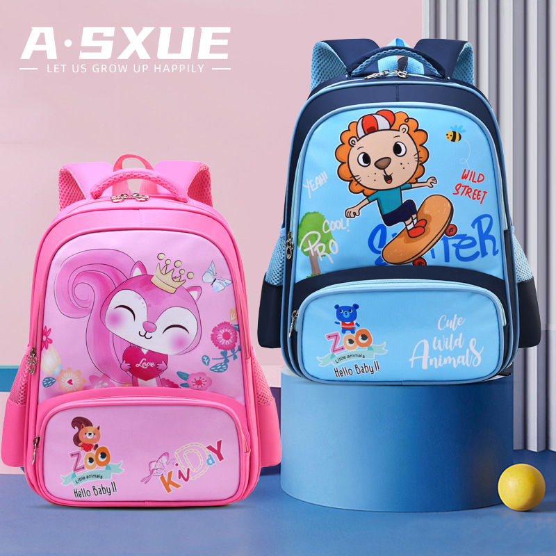 New Primary School Students Cartoon Cute Schoolbag 1-3-6 Grade Boys And Girls Backpack Lightweight Weight Back Bag