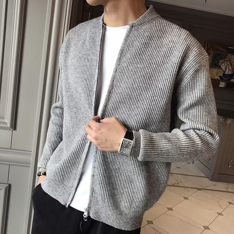 The 2023 new autumn and winter sweater jacket for men, a solid-color knitted cardigan, is a casual, versatile and slimming top for men Specification image
