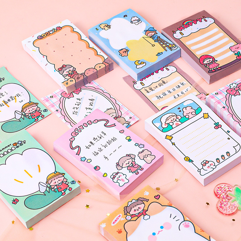Cartoon toot Girl Post It on Instagram Girly Heart Memo Note Book Student notes n times Stick takeout note paper full figure