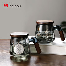 日式高档手工玻璃杯男士泡茶杯耐热茶水分离杯子可定杯子批发