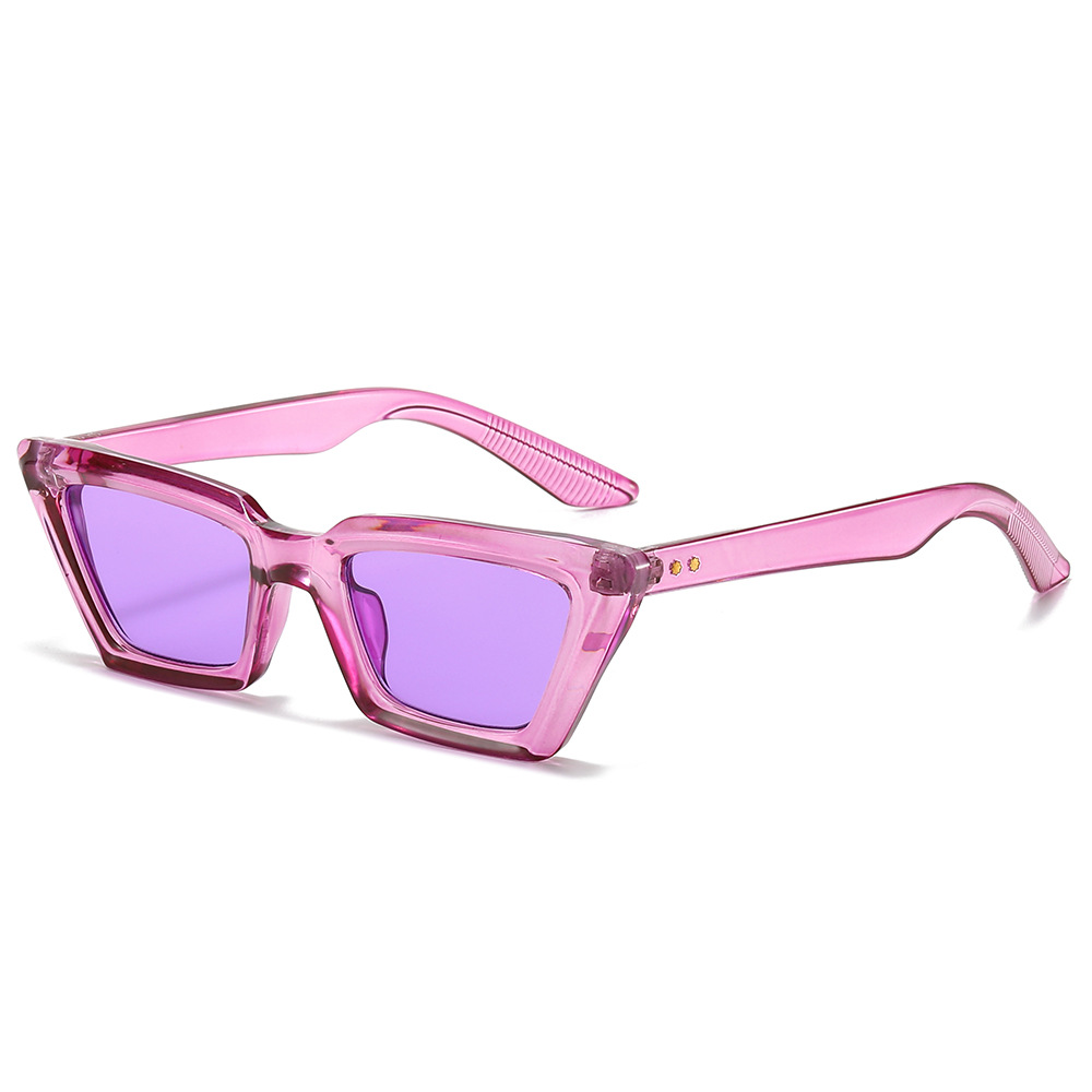 Retro small-framed cat-eye sunglasses for women, cross-border avant-garde ins high-end glasses, simple rice stud sun protection sunglasses, trendy Item Picture