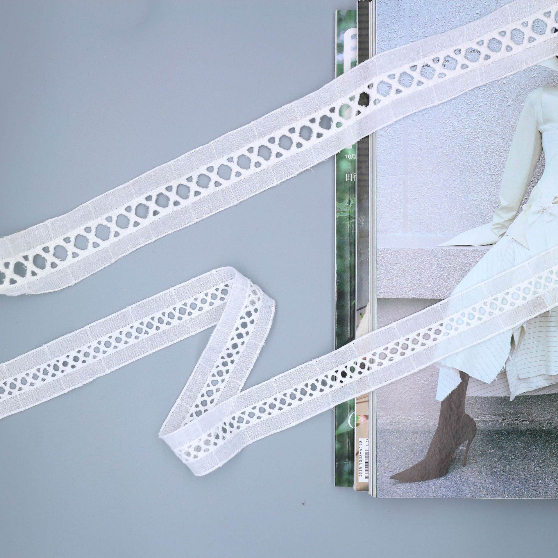 棉布刺绣蕾丝花边 服装家纺花边辅料 精致打孔棉布花边辅料详情图4