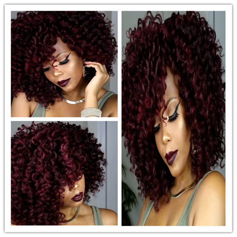 A wig for women with fluffy black small curly hair, short curly hair from Europe and America, and synthetic fiber hair