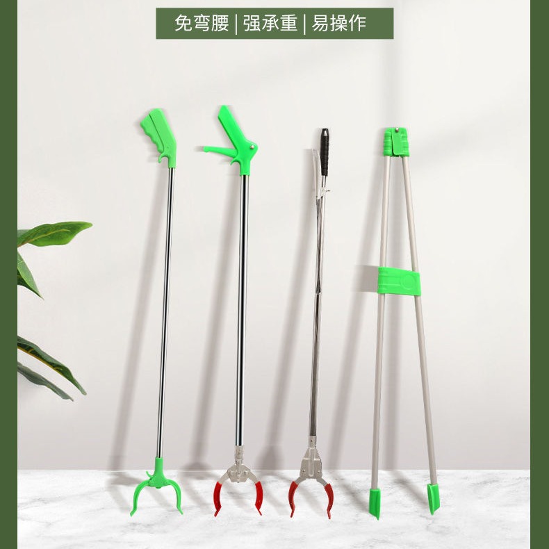 Stainless steel garbage picker for environmental sanitation, extended garbage picking clamp, long rod garbage tongs, garbage picking and retrieval device details Picture