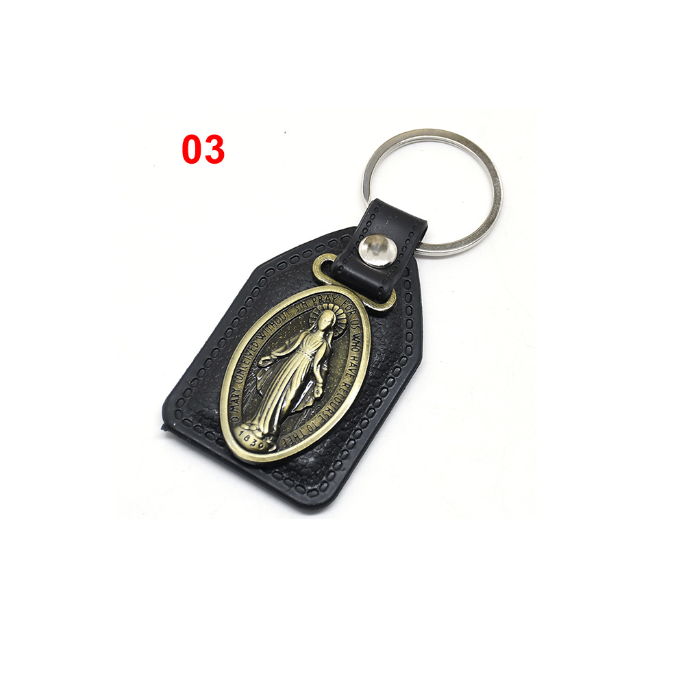 Leather buckle pendants for export, e-commerce, leather retro accessories, gifts, cross keychains, hanging rings, hanging rings details Picture