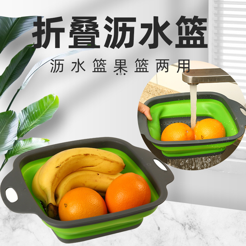 Household Hanging Wall Kitchen Sink Can Be Folded Portable Retractable Multi-Functional Portable Drain Washing Basin Grape Drain Basket details Picture