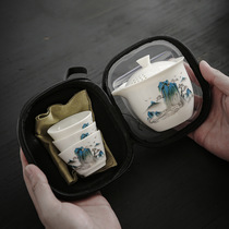 Portable travel tea set Simple small set portable outdoor camping travel tea set a pot of three cups of tea tea set