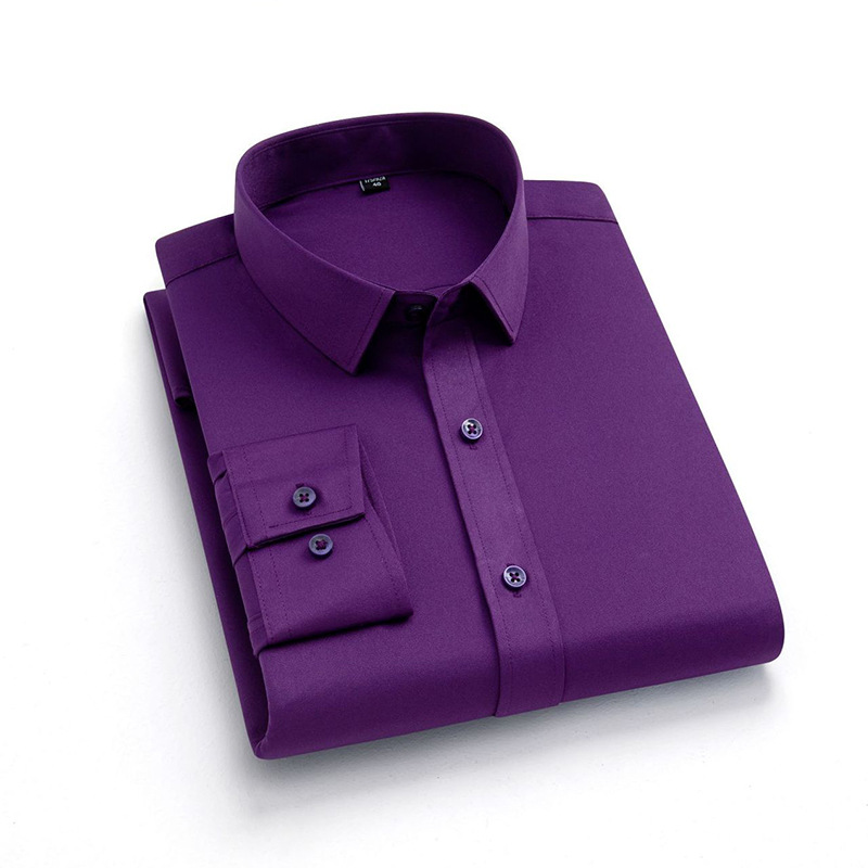 Men's solid-color stretch non-ironing business professional wear, men's workwear, summer four-sided stretch shirt, men's long-sleeved Application Scenario