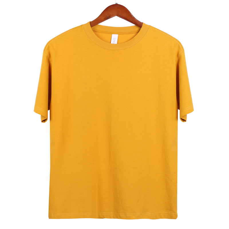 Wholesale new 230g heavy-duty Japanese pure cotton large-sized loose T-shirts for men, round-neck short-sleeved T-shirts Item Picture