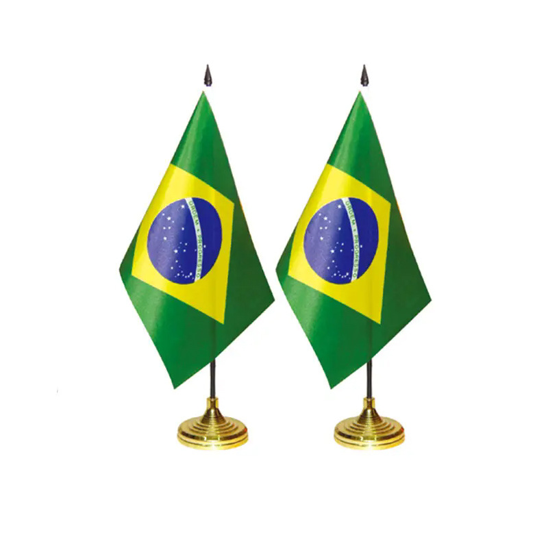 Cross-border office hand-held flags, table flags, polyester meeting room small flags, plastic flagpole ornaments with bases, custom-made Specification image