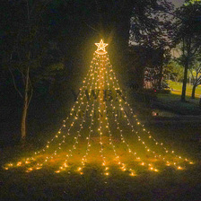 LED 五角星瀑布灯圣诞节挂树灯流水灯户外装饰圣诞树庭院瀑布灯