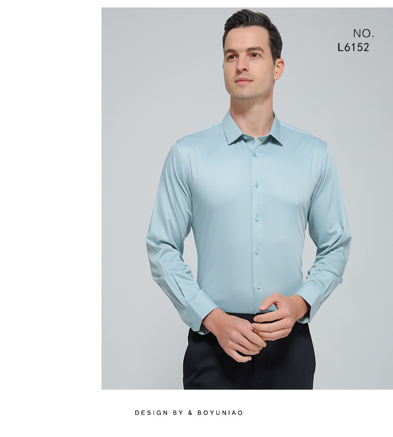 100支三防白色衬衫男长袖新款竹纤维商务男装轻奢高级感男士衬衣详情17