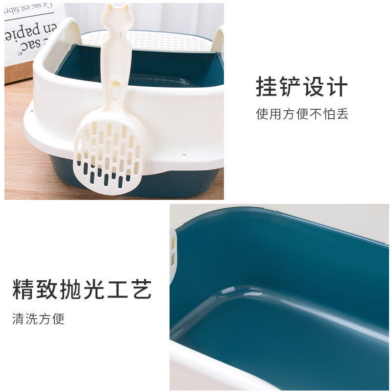 Litter box High quality three-color durable semi-enclosed cat toilet Large space spatter-proof deodorizing pet litter box Application Scenario