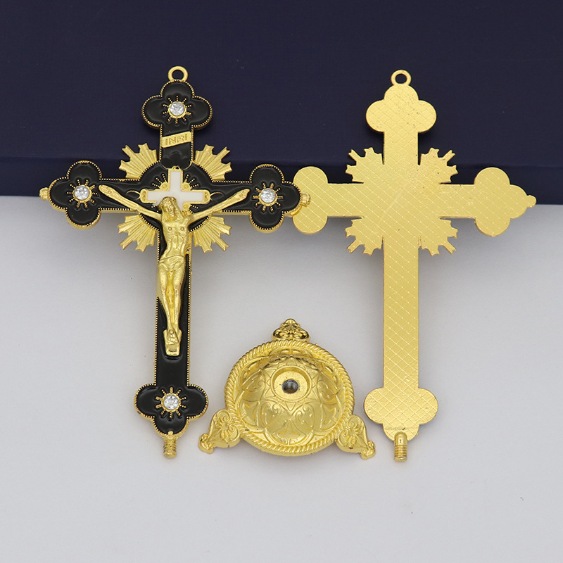 Cross Border Supply Color Preserving Metal Cross Decoration Home Office Desktop Decoration Drop Oil Small Cross Decoration Specification drawing