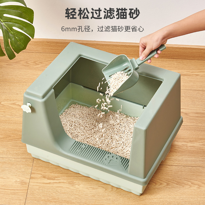 Cat Litter Box New High Bag Border Odor Prevention Splash Large Space Cat Toilet Room Type Large Cat Litter Box Semi-Closed Application Scenario