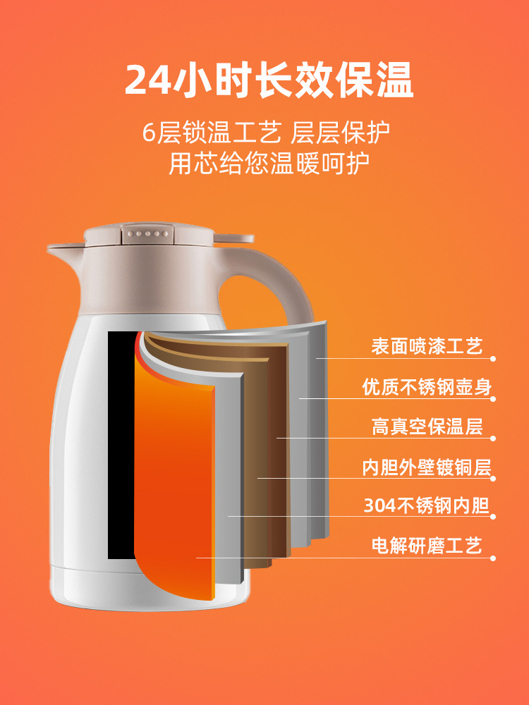 Gint Garte Thermos Bottle 304 Stainless Steel Large Capacity Thermal Water Bottle Home Portable Large Capacity Student Water Bottle Item Picture