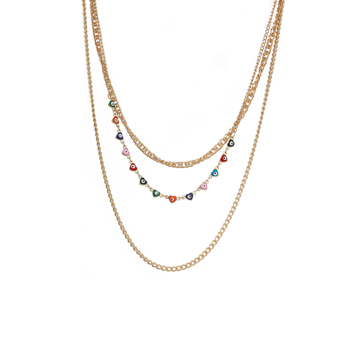 Light Luxury Niche Color Alloy Stone Necklace Long Multi-Layer Fringe Set Accessories Spice Style Sweet Cool Collarbone Chain Item Picture