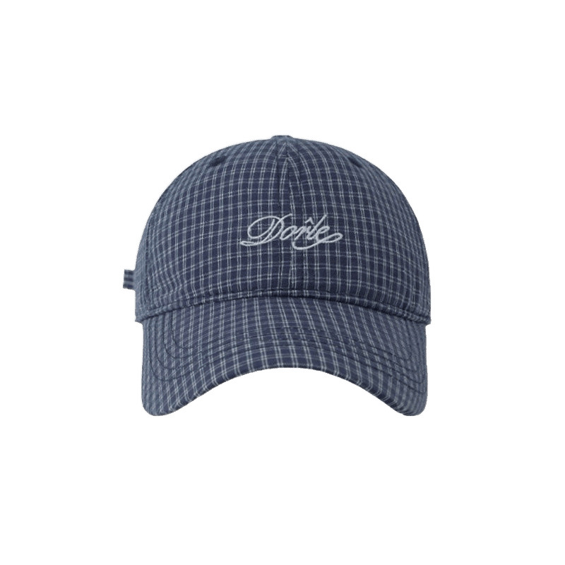 Spring and summer new baseball cap with letter-embroidered check pattern, Korean-style fashionable retro casual outdoor sunshade baseball cap Item Picture