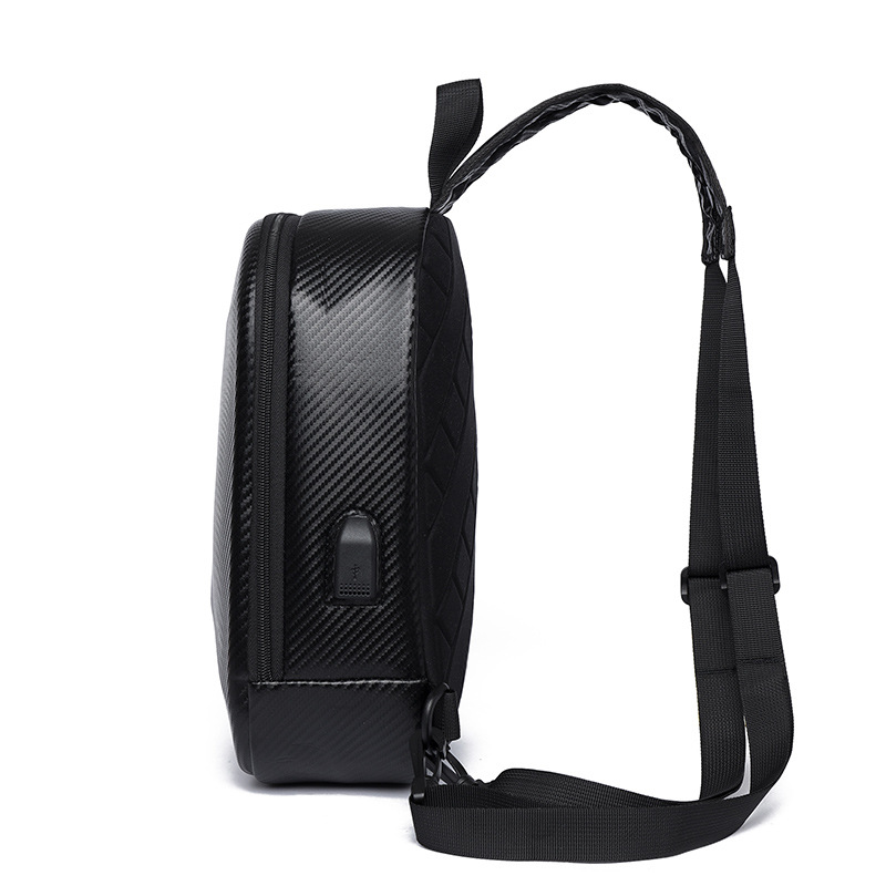 New men's chest bag, high-end carbon fiber motorcycle bag, high-end feel, large-capacity backpack, hard-shell single-shoulder bag, cycling details Picture